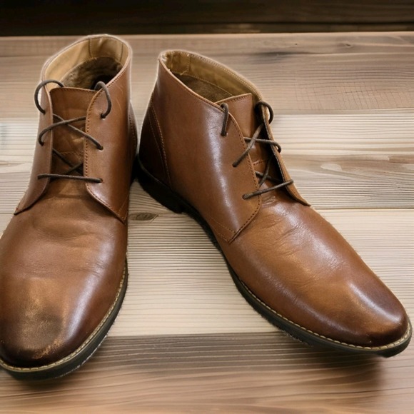 Florsheim Mens Chukka Boots Brown Leather Lace Up Dress Boots Classic 10D main image 7